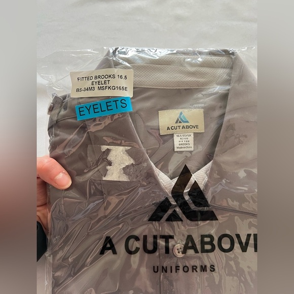 A Cut Above Men’s Pilots Brooks Uniform Short Sleeve Shirt in Gray, size 16.5 - Picture 5 of 6